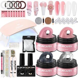 Morovan Solid Builder Gel For Nails w/UV Light 4 Colors Builder Nail Gel Kit
